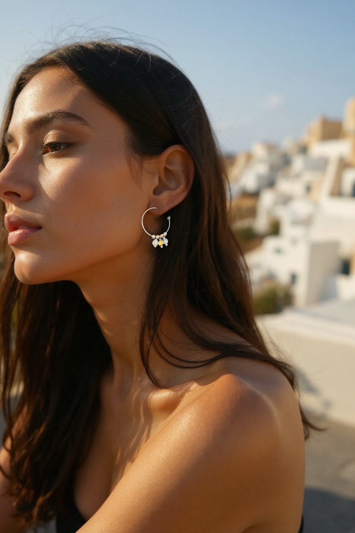 Mono Orecchino in Acciaio con Cristalli