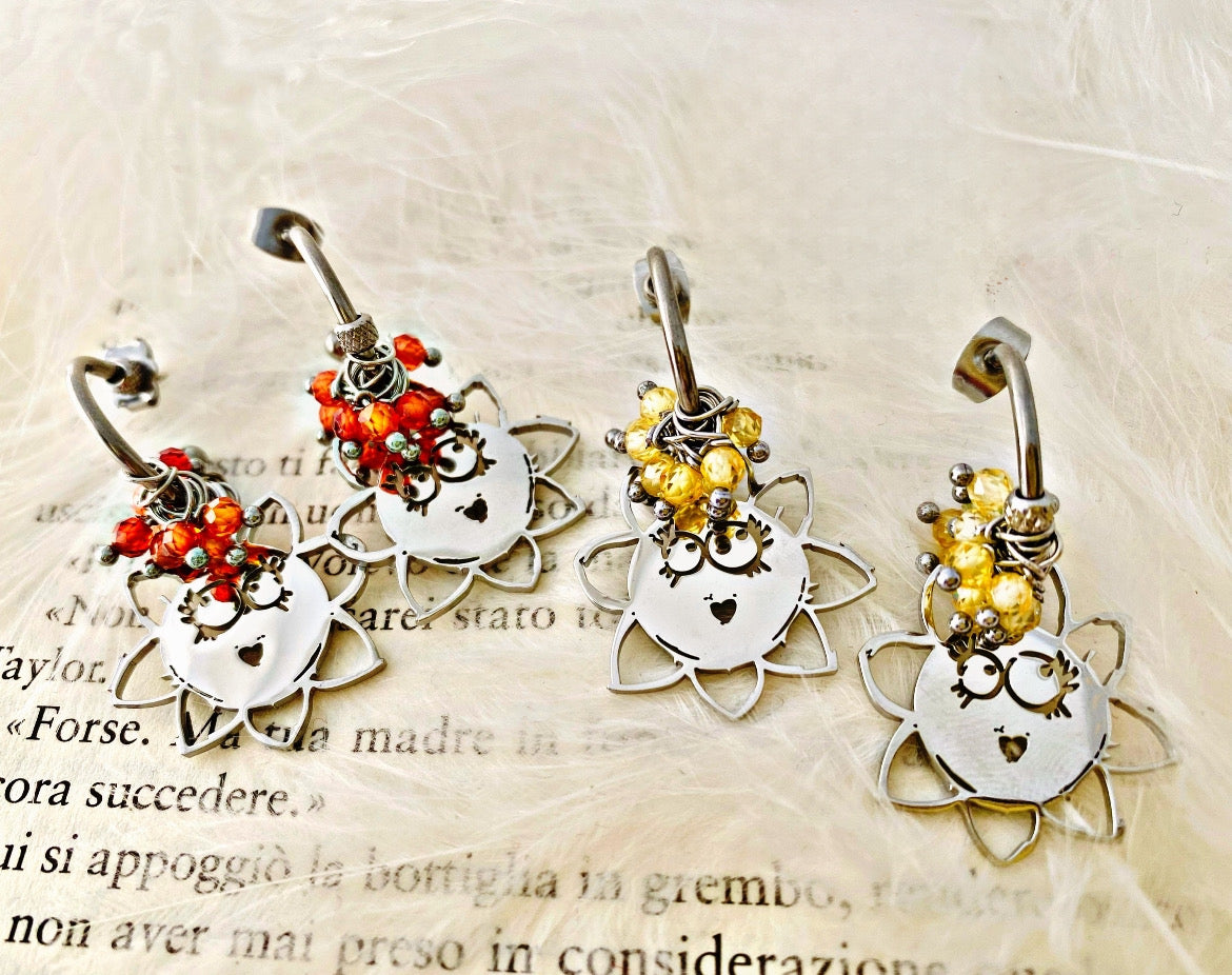 Mono orecchino in acciaio e zirconi