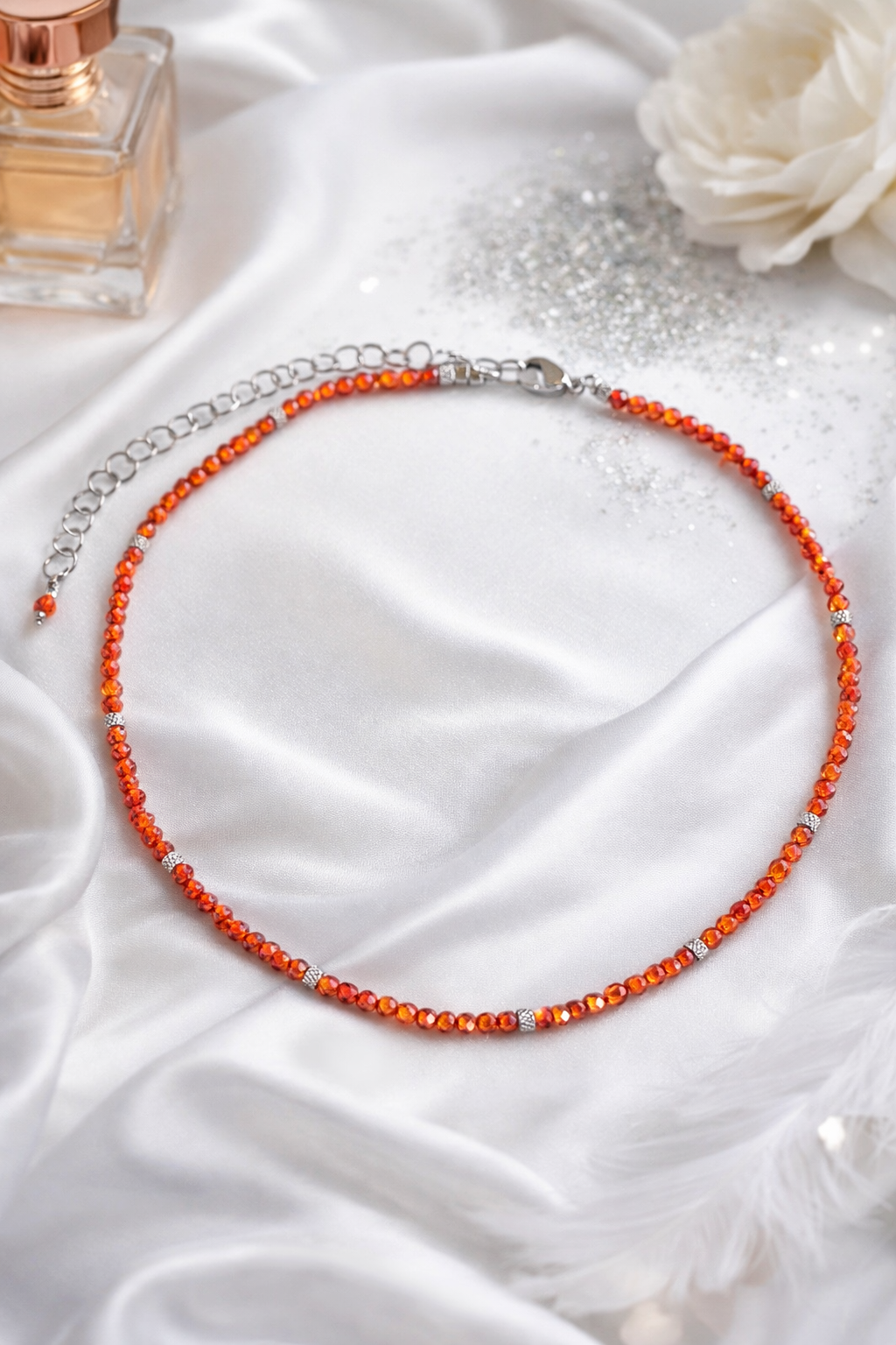Girocollo in acciaio e zirconi arancioni firmato Vizio Gioielli