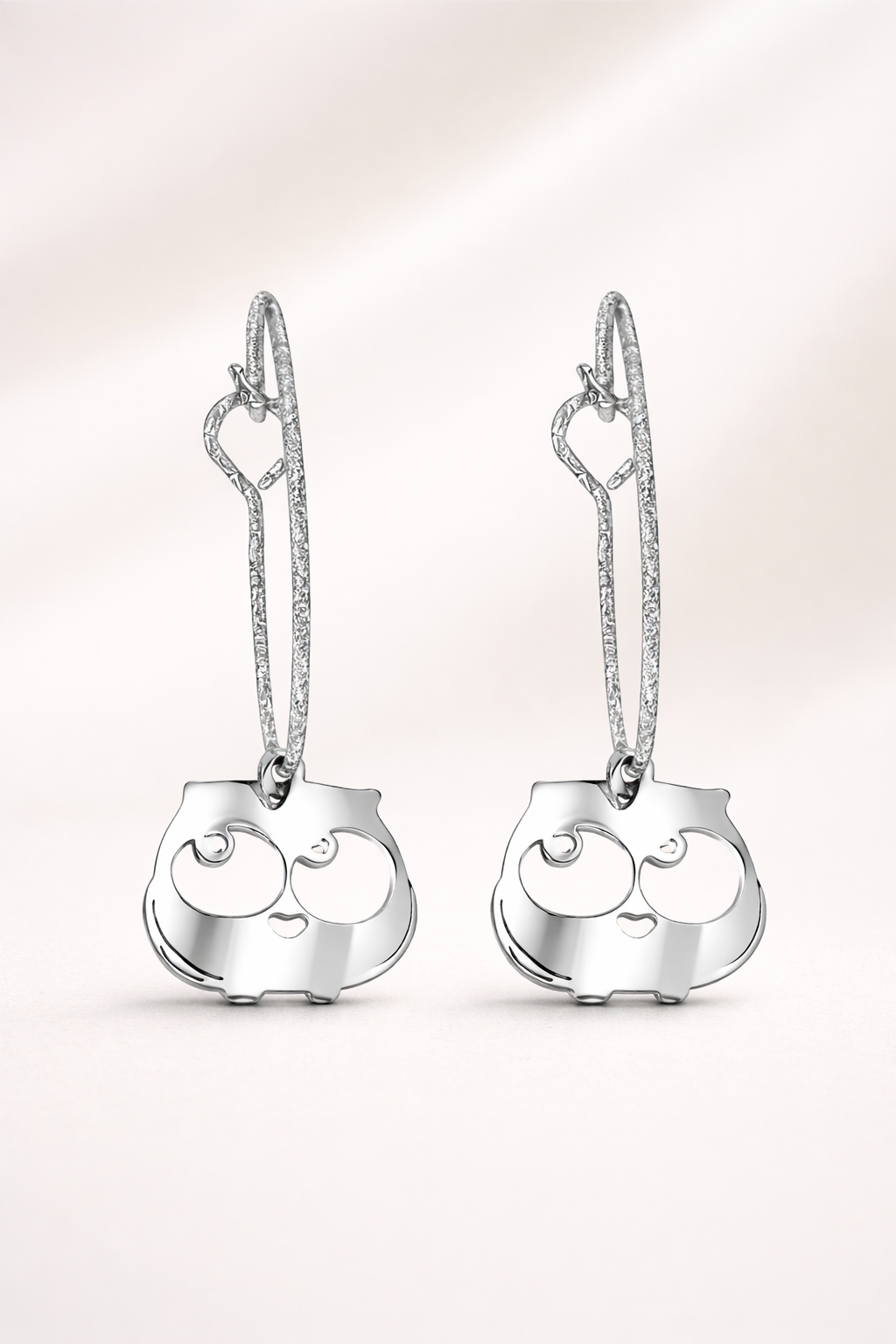 Orecchini in acciaio con pendente gufo firmati Vizio Gioielli