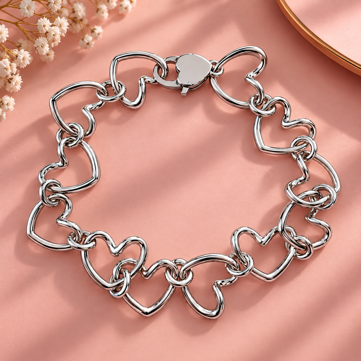 Bracciale Cuore Pop in acciaio silver con cuori traforati
