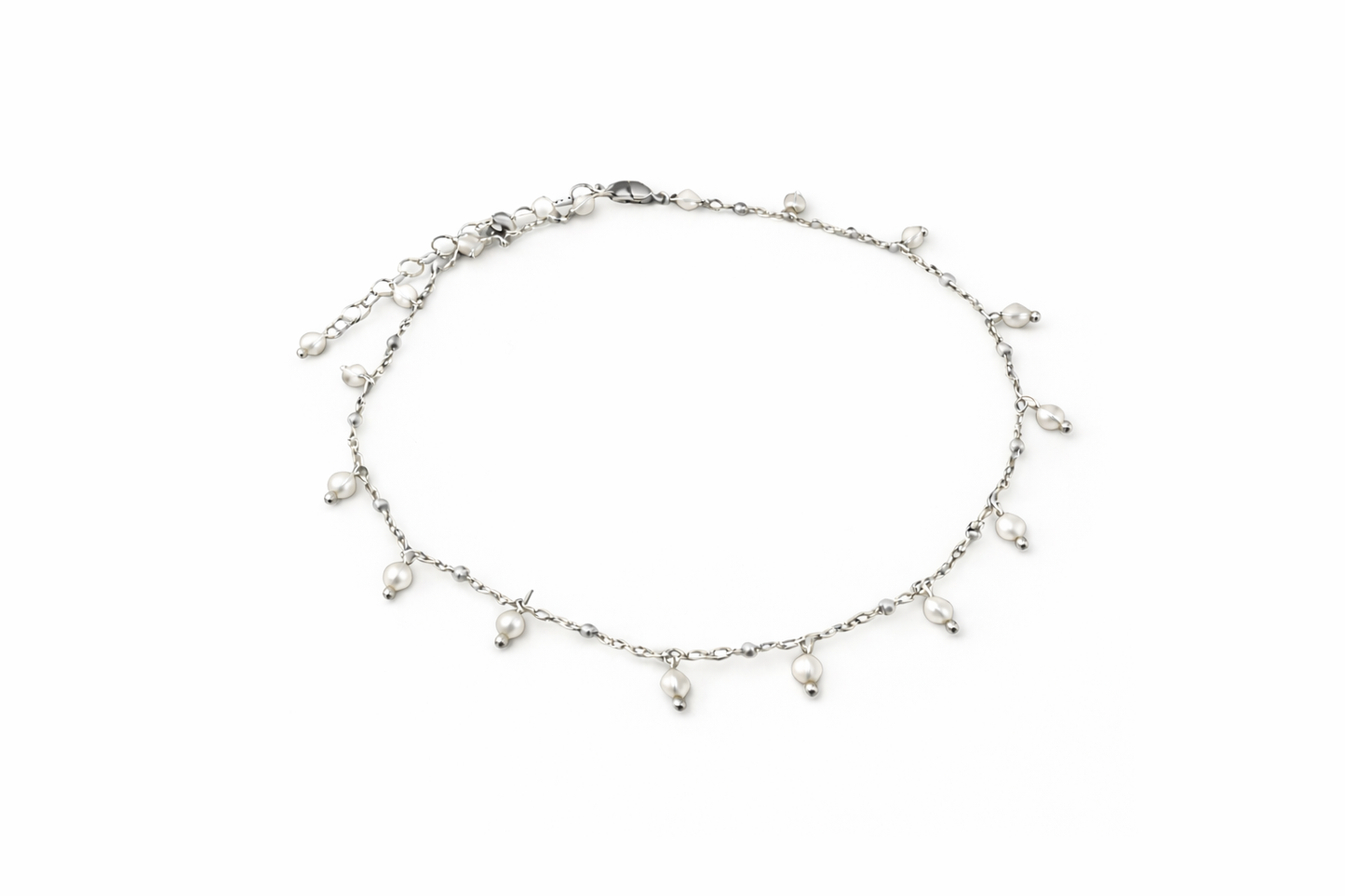 Girocollo in acciaio e perle Swarovski bianche Vizio Gioielli