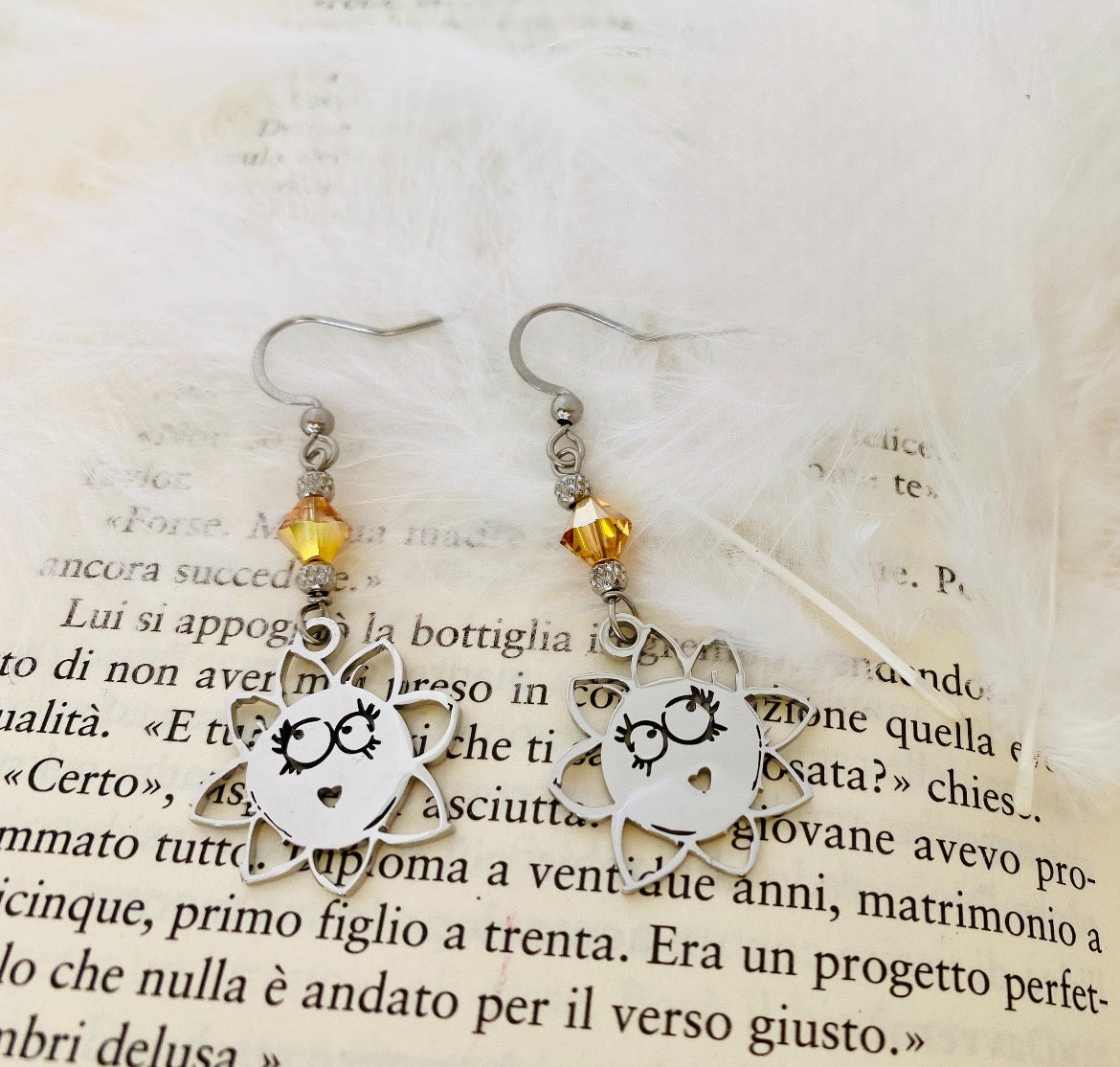 Mono orecchino in acciaio e cristallo Swarovski