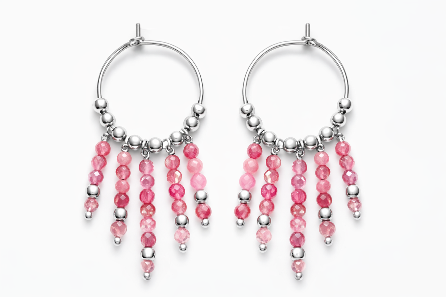 Orecchini in acciaio ad anella, con tormaline firmati Vizio Gioielli