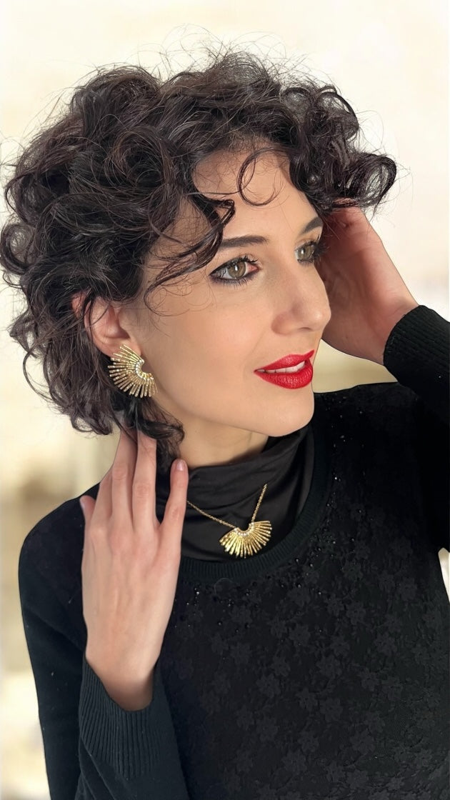 Girocollo e orecchini in acciaio dorato