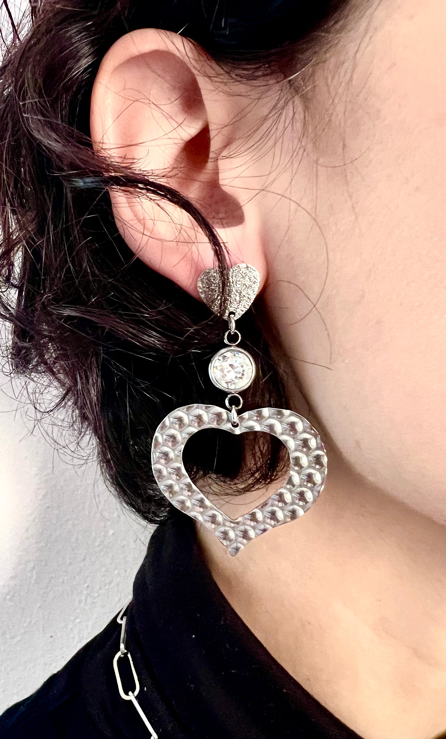 Orecchini in acciaio e cristalli