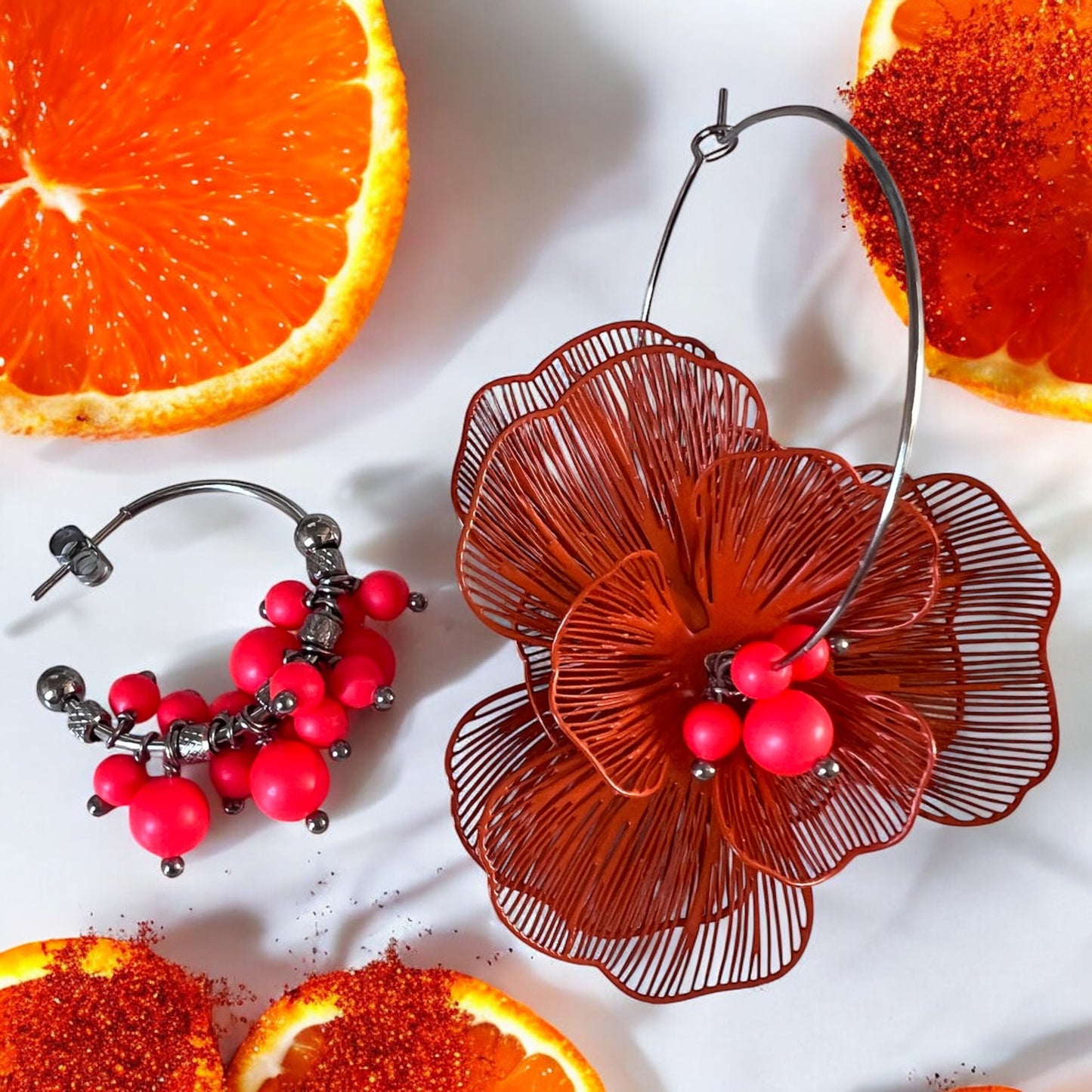 Mono orecchino in acciaio e perle Swarovski