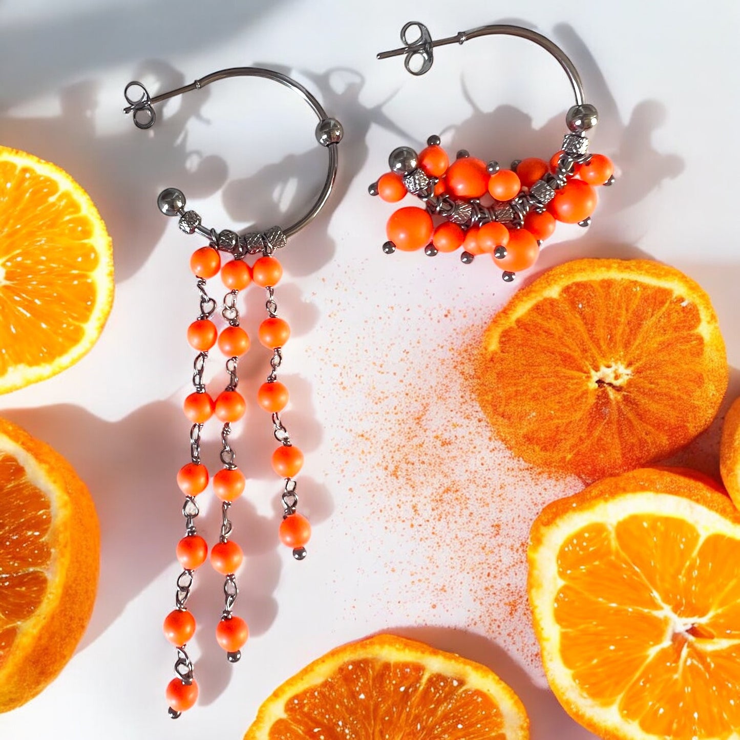 Mono orecchino in acciaio e perle Swarovski