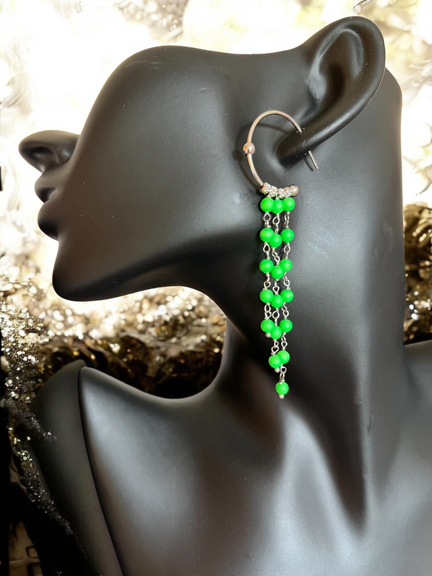 Mono orecchino in acciaio e perle Swarovski