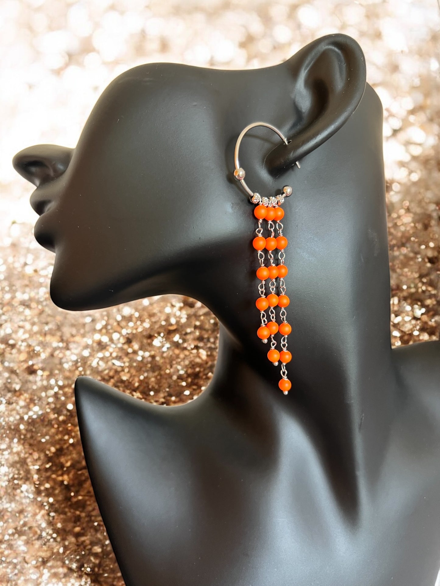 Mono orecchino in acciaio e perle Swarovski