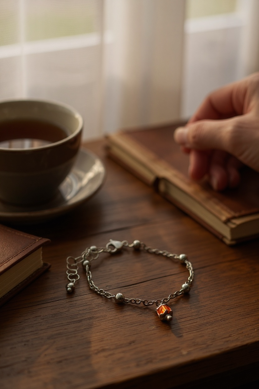 Bracciale in Acciaio con Cristallo arancione