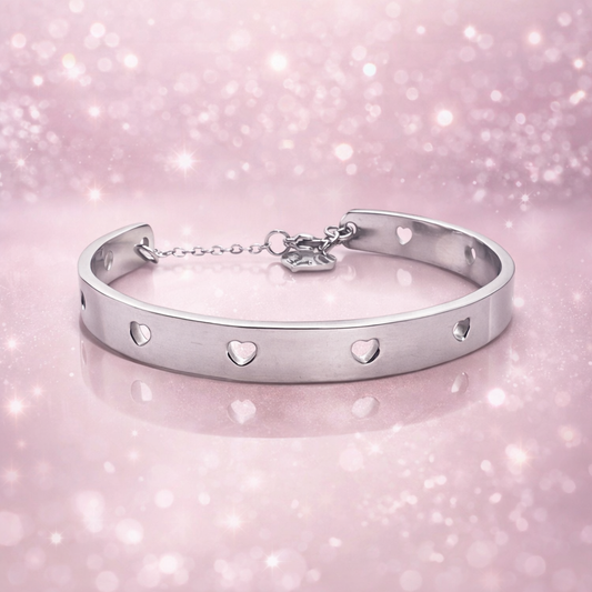 Bracciale rigido in acciaio cuoricini Vizio Gioielli