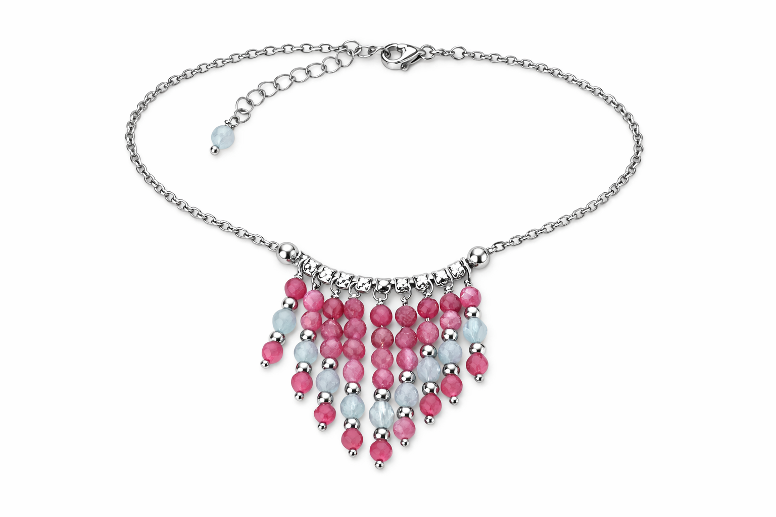 Girocollo in acciaio, tormaline e acquamarine Vizio Gioielli