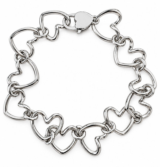 Bracciale Cuore Pop in acciaio silver con cuori traforati 