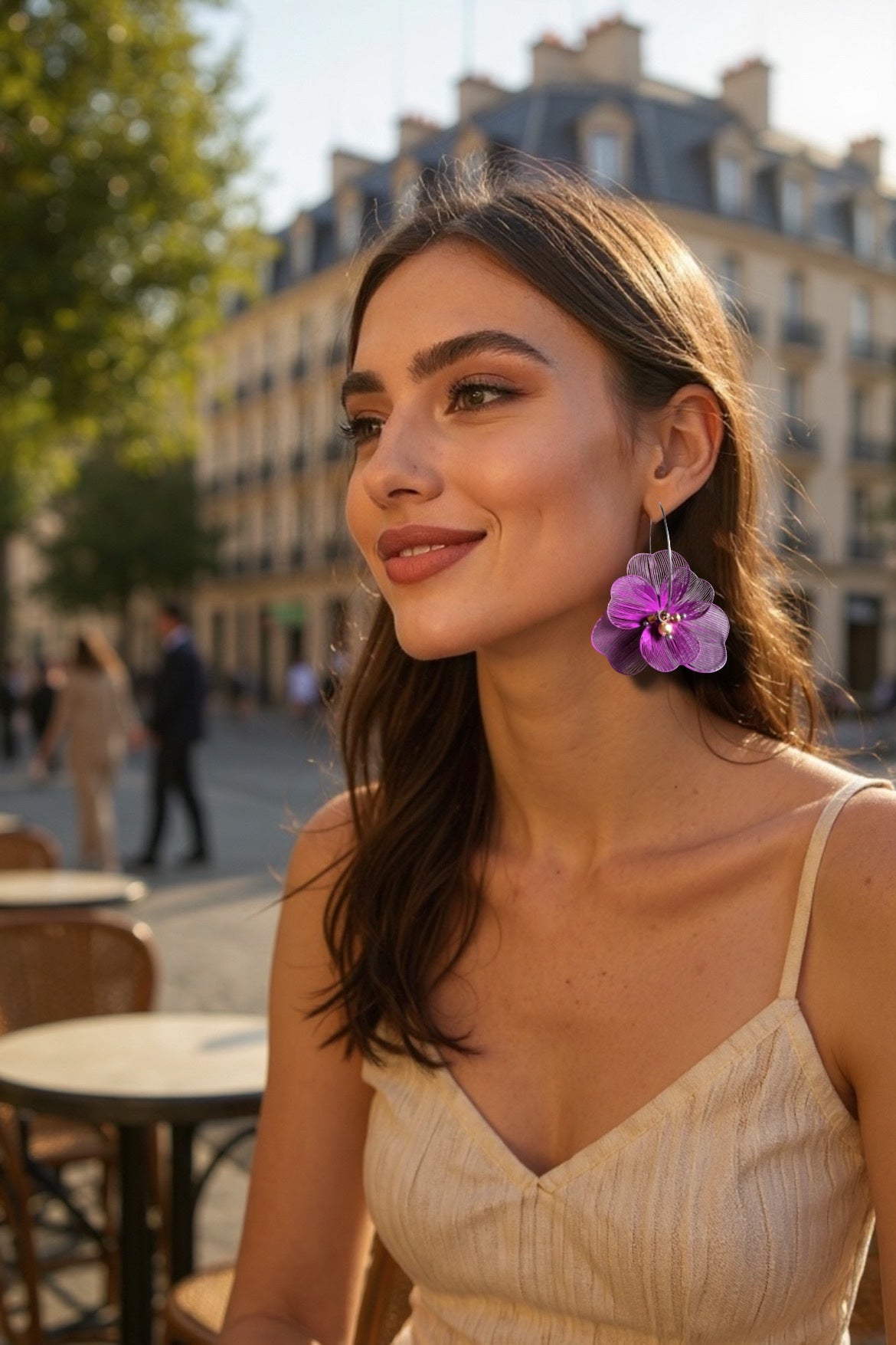 Mono orecchino in acciaio e cristalli