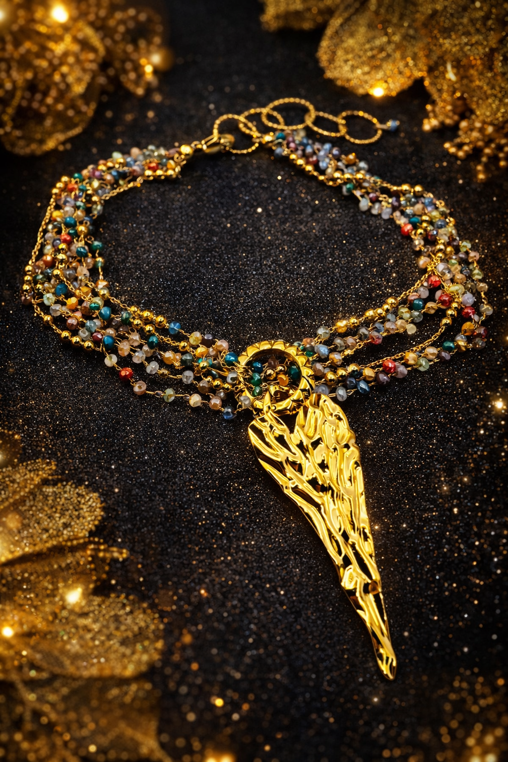 Girocollo multifilo in acciaio e cristalli con pendente cuore Vizio Gioielli