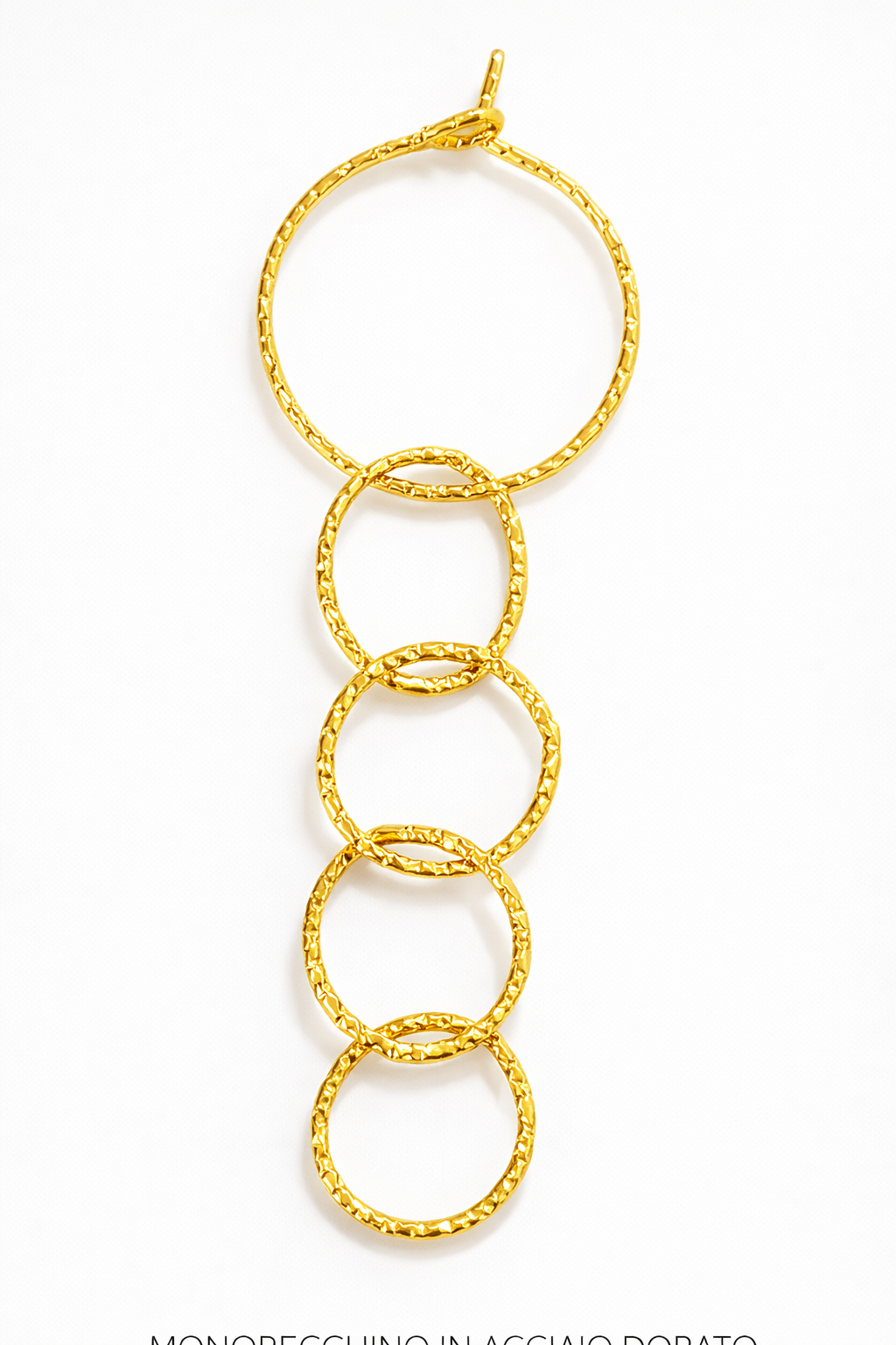 Mono Orecchino in acciaio dorato firmato Vizio Gioielli