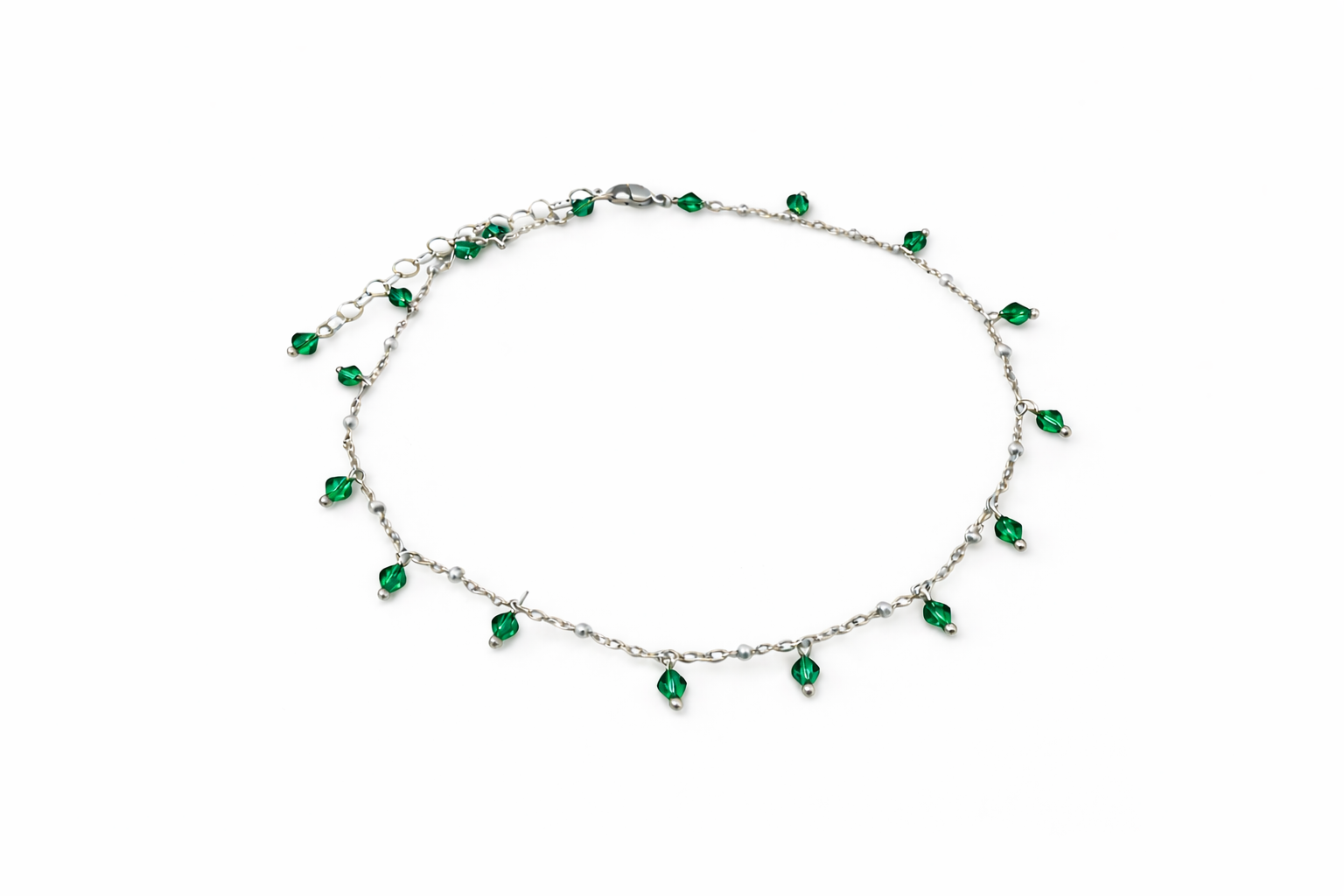 Girocollo in acciaio e cristalli Swarovski verdi Vizio Gioielli