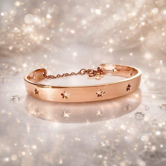 Bracciale rigido in acciaio rosato stelline Vizio Gioielli