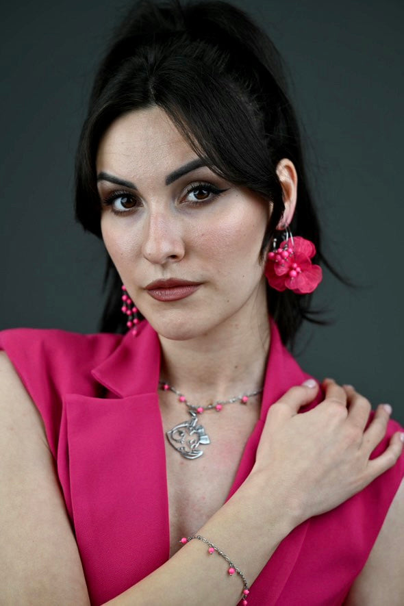 Mono orecchino in acciaio e perle Swarovski 