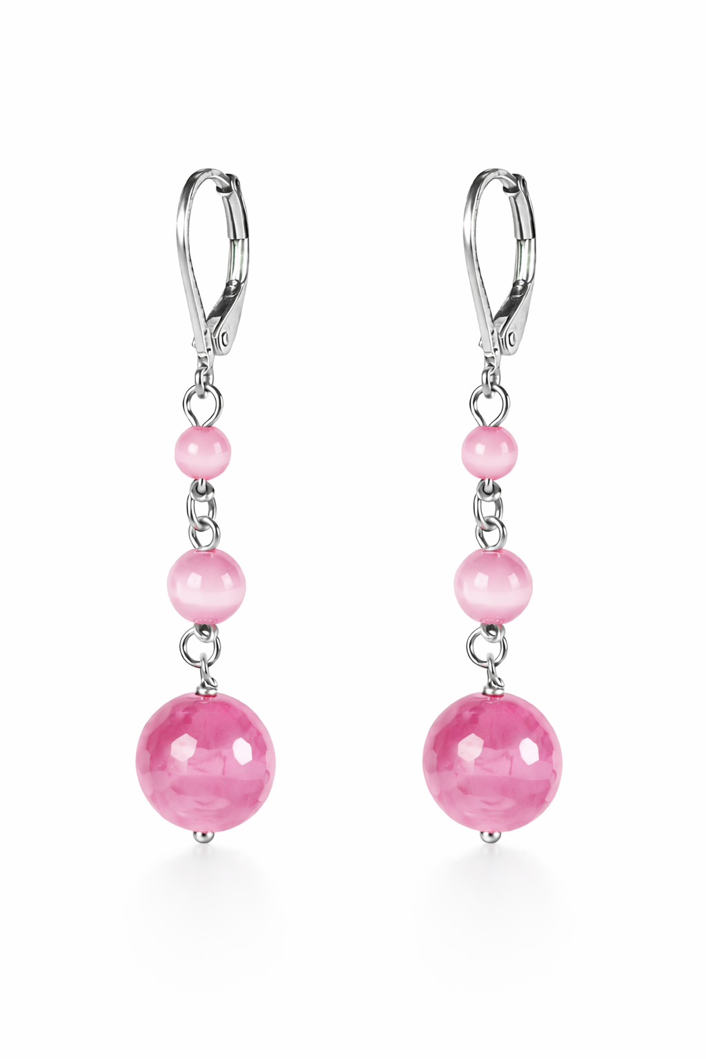 Orecchini pendenti in acciaio, con agate elettrolucidate verdi e pietre naturali firmati Vizio Gioielli