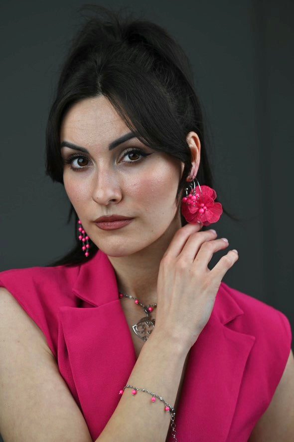 Mono orecchino in acciaio e perle Swarovski 