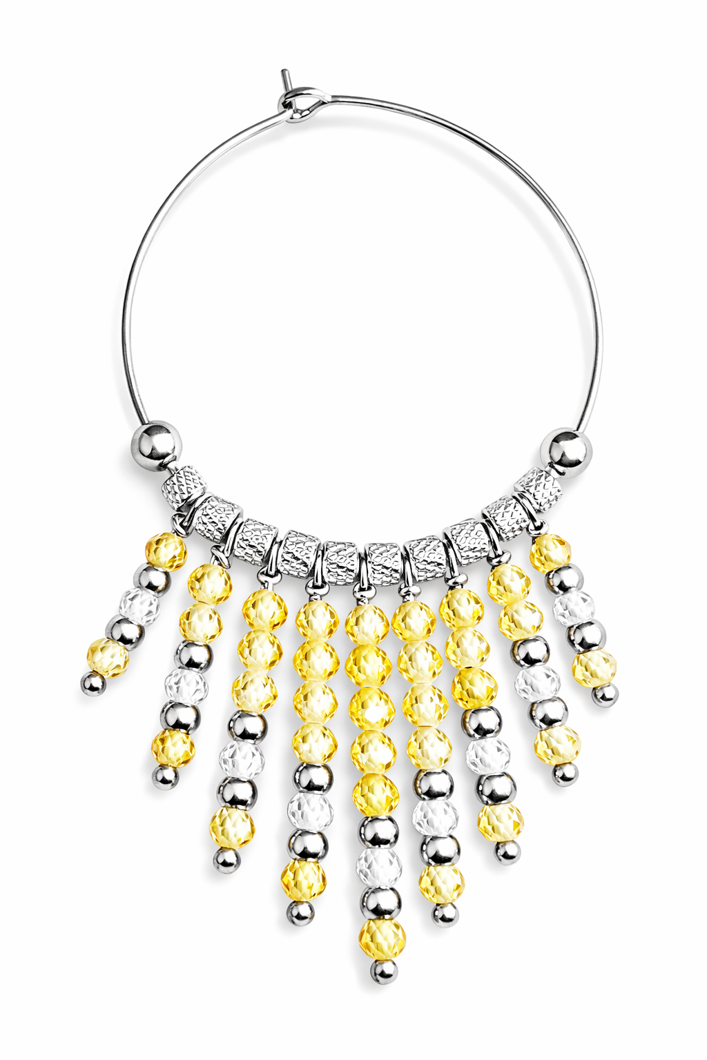 Mono orecchino in acciaio e zirconi gialli firmato Vizio Gioielli