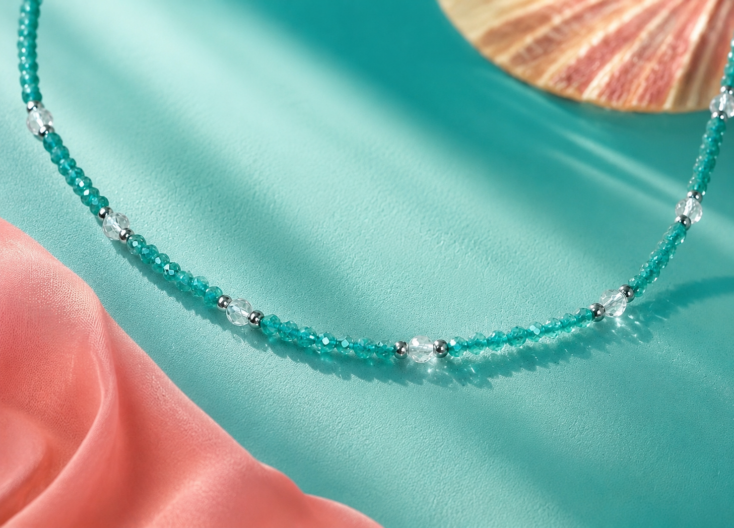 Girocollo Tiffany Vibes – Collana in acciaio e zirconi regolabile, fatta a mano