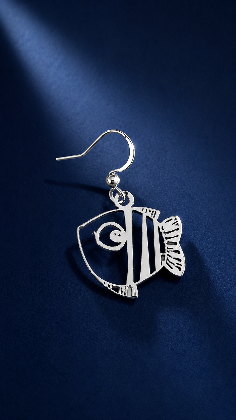 Orecchino Nemo in Acciaio Inossidabile Silver – Pendente Pesciolino Marino 3 cm
