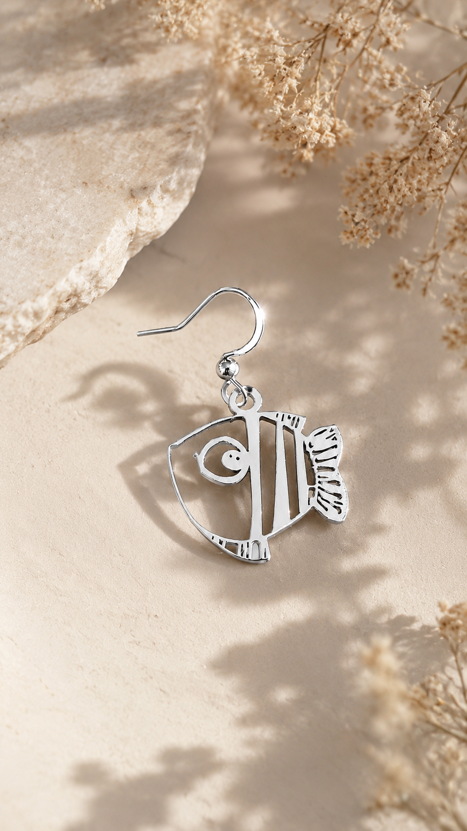 Orecchino Nemo in Acciaio Inossidabile Silver – Pendente Pesciolino Marino 3 cm