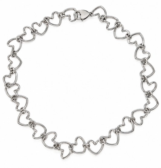 Girocollo Cuore Pop in acciaio silver con cuori traforati – Vizio Gioielli