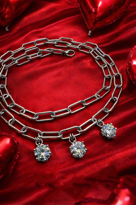 Girocollo in acciaio e moissanite firmato Vizio Gioielli