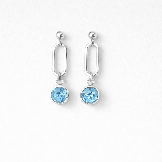 Orecchini in acciaio e cristalli azzurri firmati Vizio Gioielli