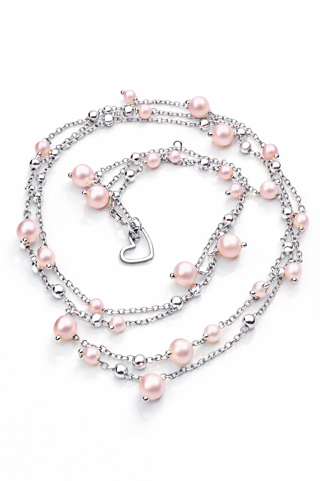 Collana in acciaio e perle Swarovski rosa  firmata Vizio Gioielli