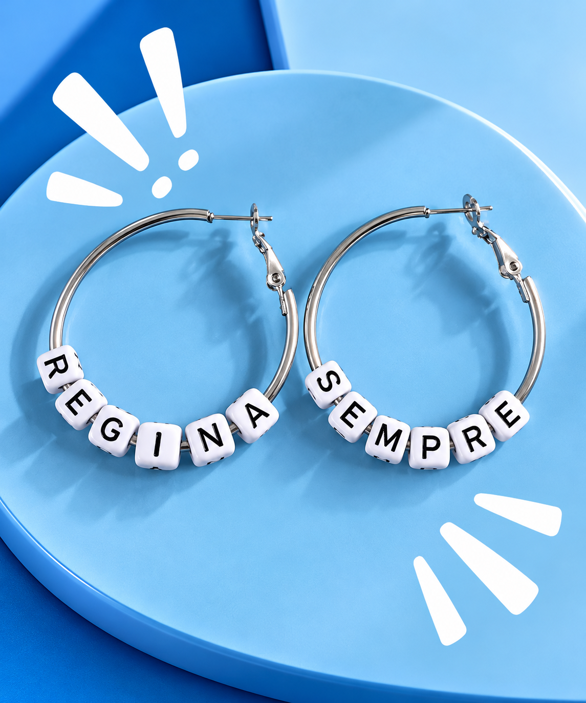 Orecchini a cerchio Regina Sempre in acciaio silver color – Collezione Dillo! Vizio Gioielli
