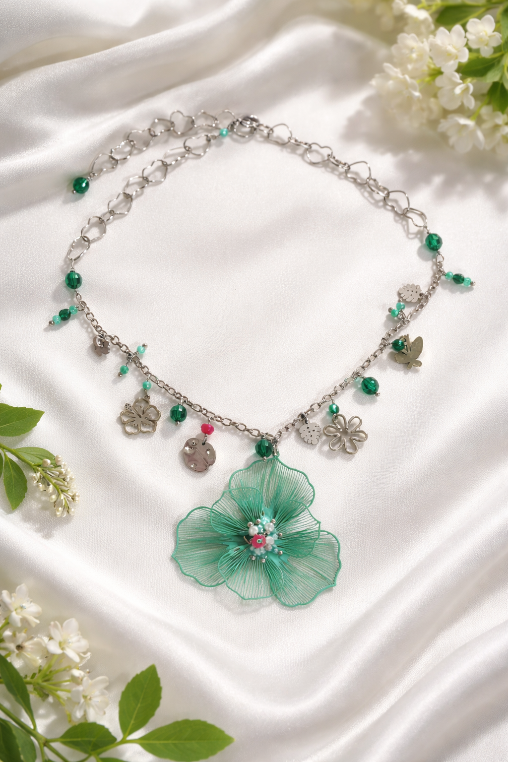 Collana Bloom – Fiore Incantato Verde firmata Vizio Gioielli