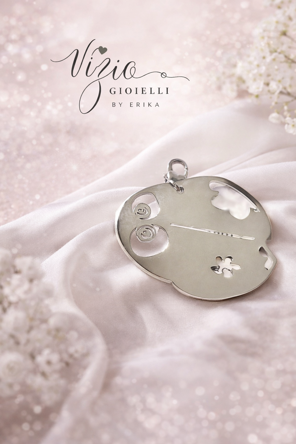 Ciondolo coccinella in acciaio firmato Vizio Gioielli