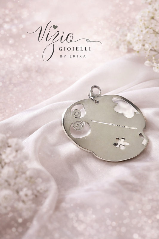 Ciondolo coccinella in acciaio firmato Vizio Gioielli