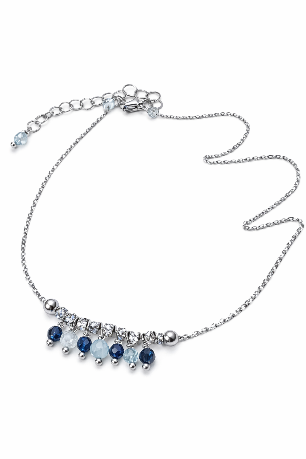 Girocollo in acciaio, acquamarina e kyanite Vizio Gioielli