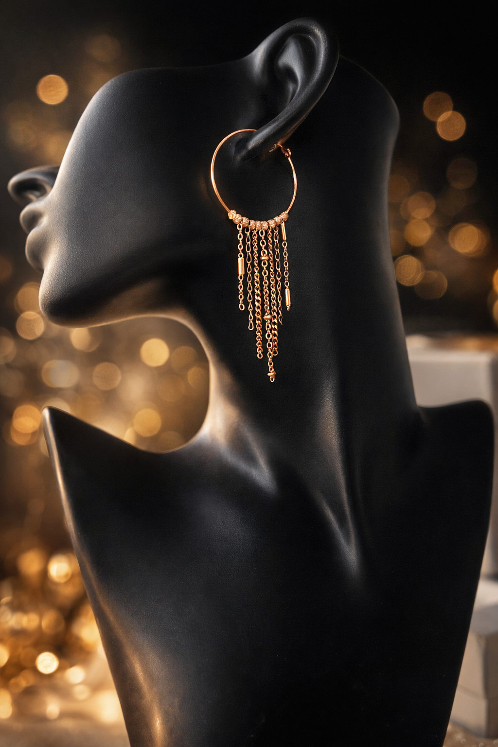 Mono Orecchino lungo in Acciaio rosato firmato Vizio Gioielli