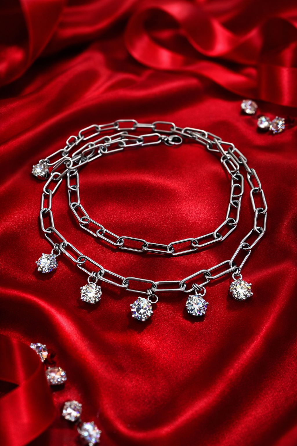 Girocollo in acciaio e moissanite firmato Vizio Gioielli