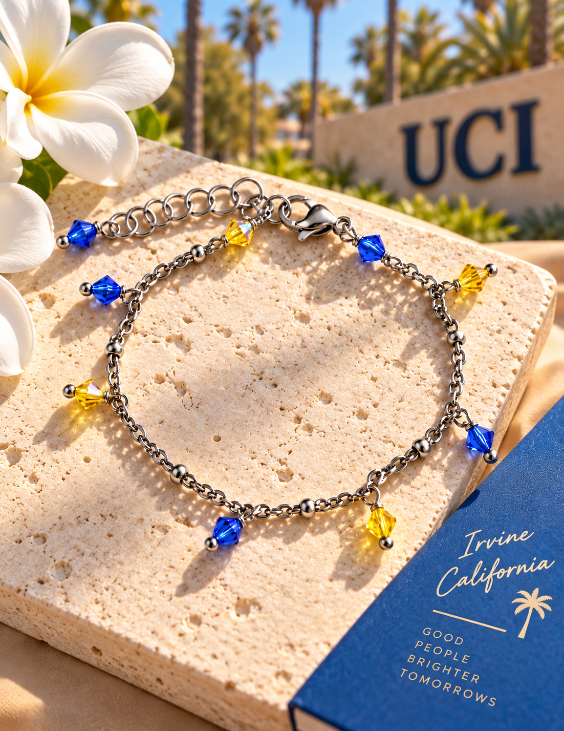 Bracciale in acciaio con cristalli blu e gialli Irvine – Vizio Gioielli
