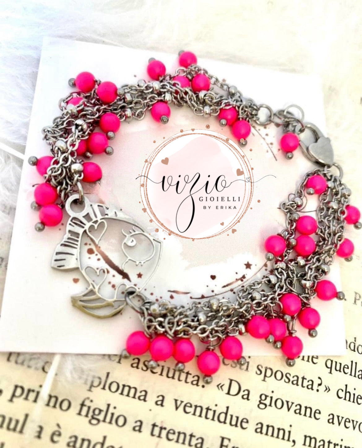 Bracciale in acciaio multi-strand rosa