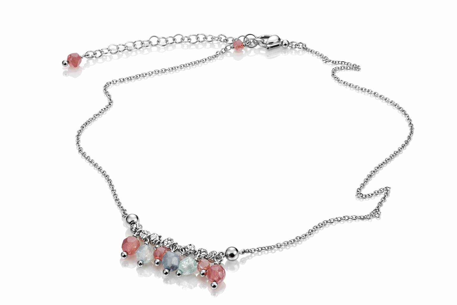 Girocollo in acciaio, tormaline e acquamarine Vizio Gioielli