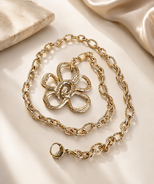Collana Daisy in Acciaio Silver 50 cm con Maxi Pendente Fiore