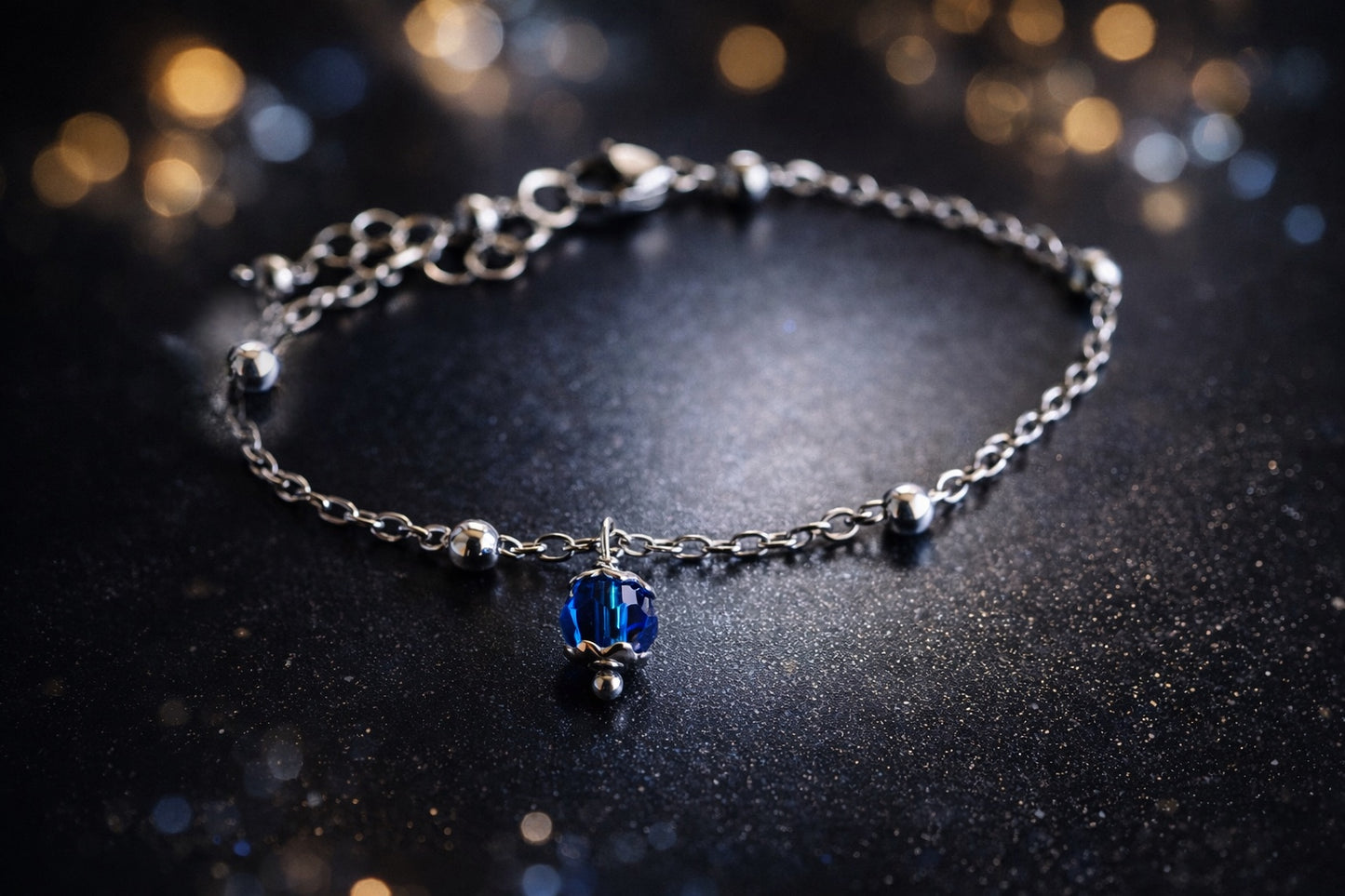Bracciale in Acciaio con Cristallo blu firmato Vizio Gioielli