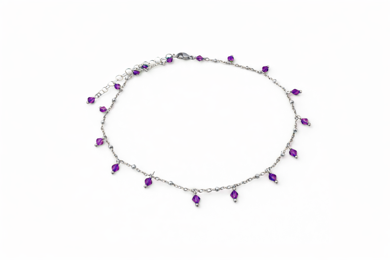 Girocollo in acciaio e cristalli Swarovski viola Vizio Gioielli