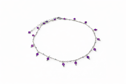 Girocollo in acciaio e cristalli Swarovski viola Vizio Gioielli