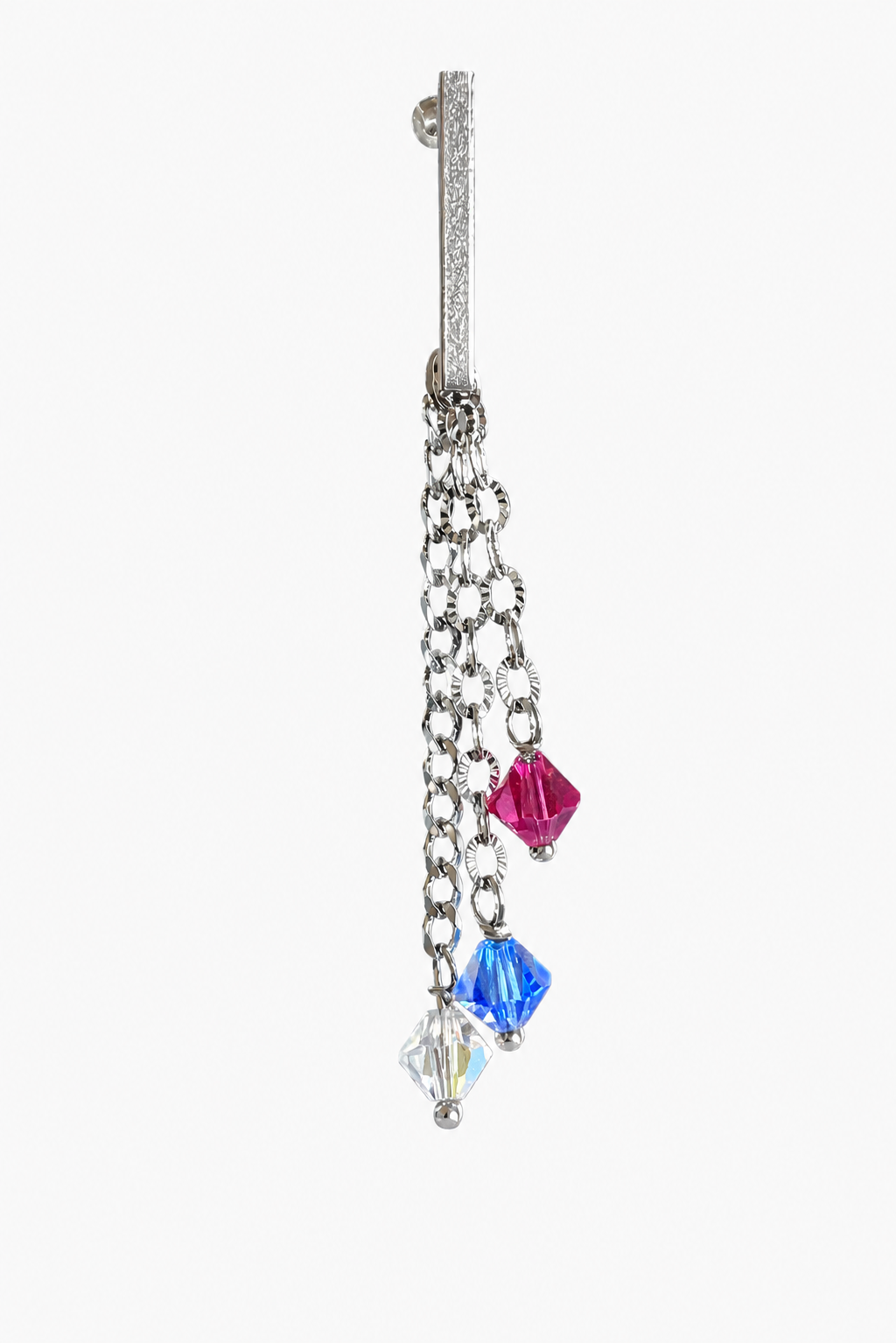 Mono Orecchino Mirage – Crystal Glitter, Sapphire & Fuchsia Glitter