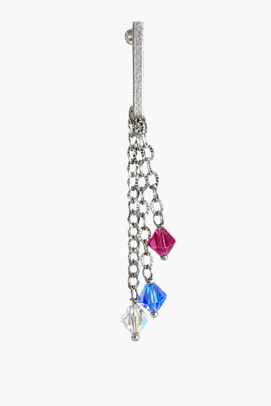 Mono Orecchino Mirage – Crystal Glitter, Sapphire & Fuchsia Glitter
